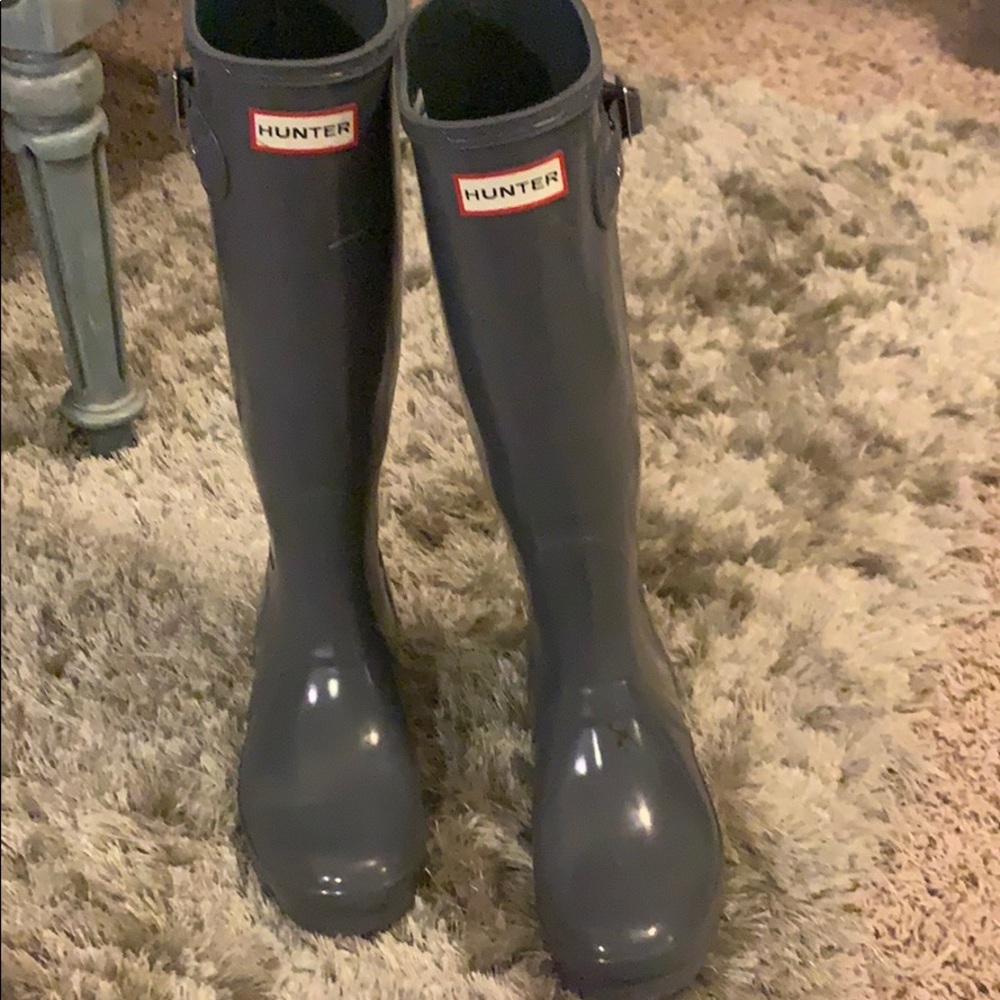 Gray hunter rain boots